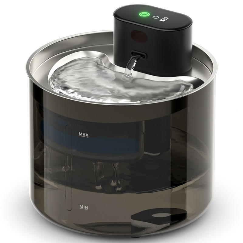 PKP WF 12 — 3.5L Smart Pet Water Fountain with 4-Stage Filtration &amp; Smoked Transparent Tank