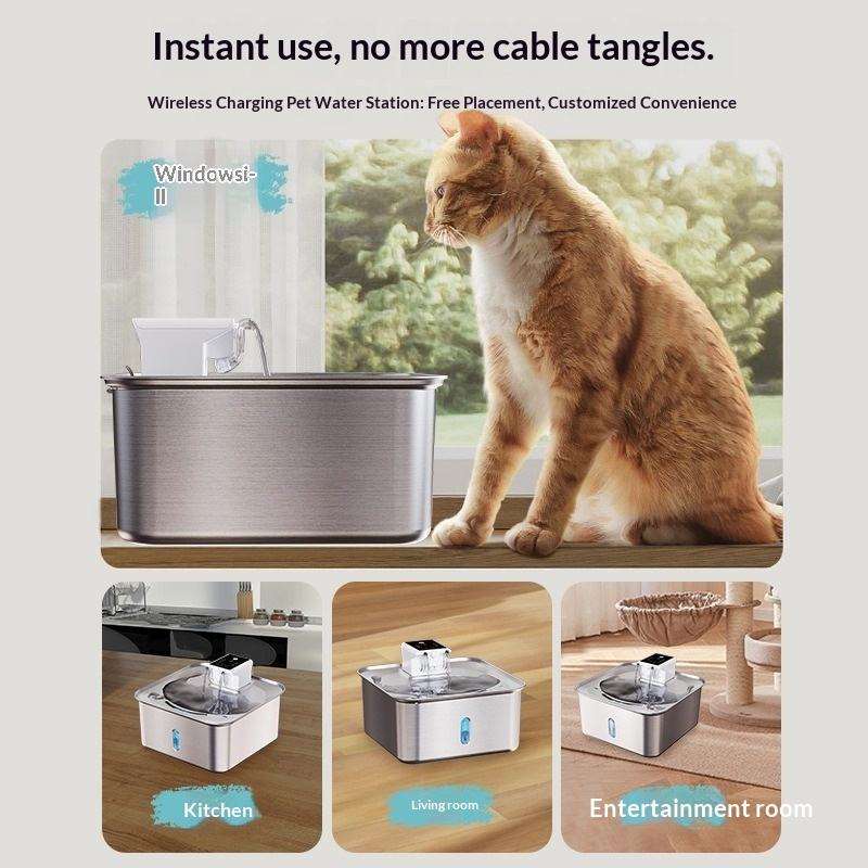 PKP WF 10 — 7L Wireless Smart Pet Water Fountain, SUS304 Stainless Steel with Triple-Stream Spout
