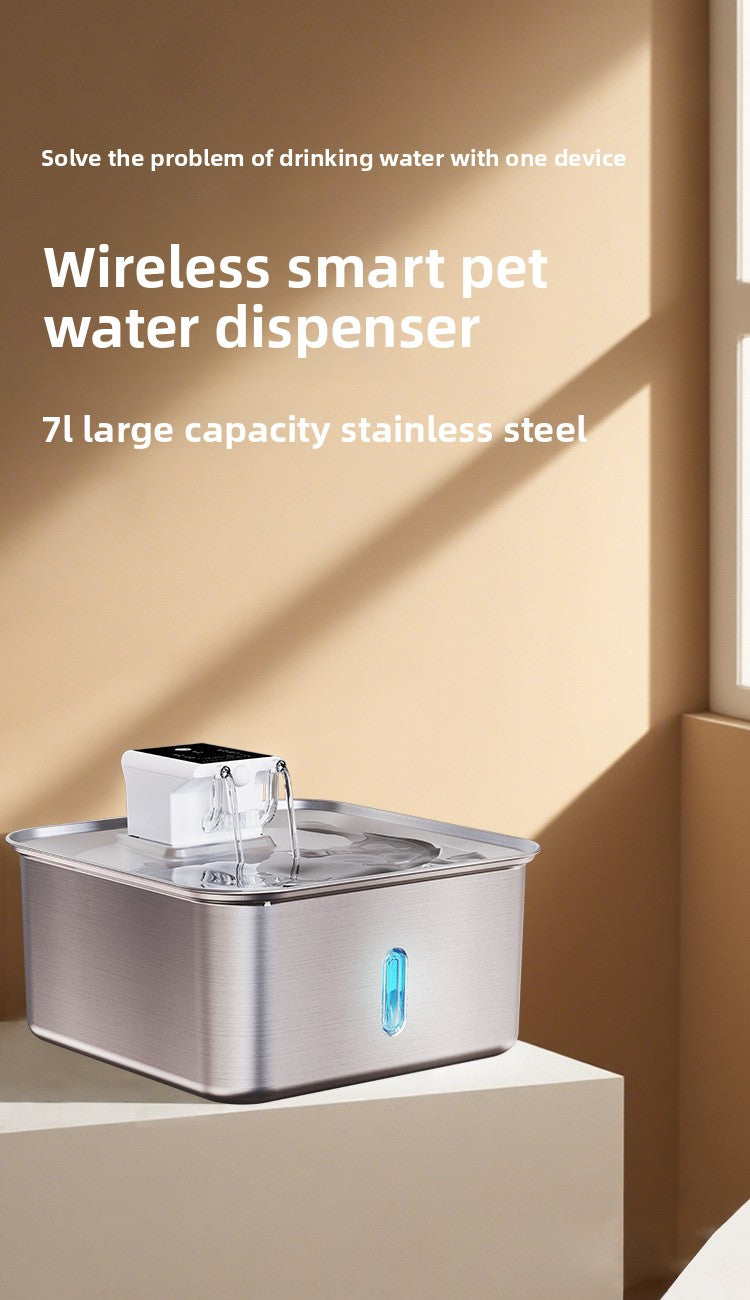 PKP WF 10 — 7L Wireless Smart Pet Water Fountain, SUS304 Stainless Steel with Triple-Stream Spout