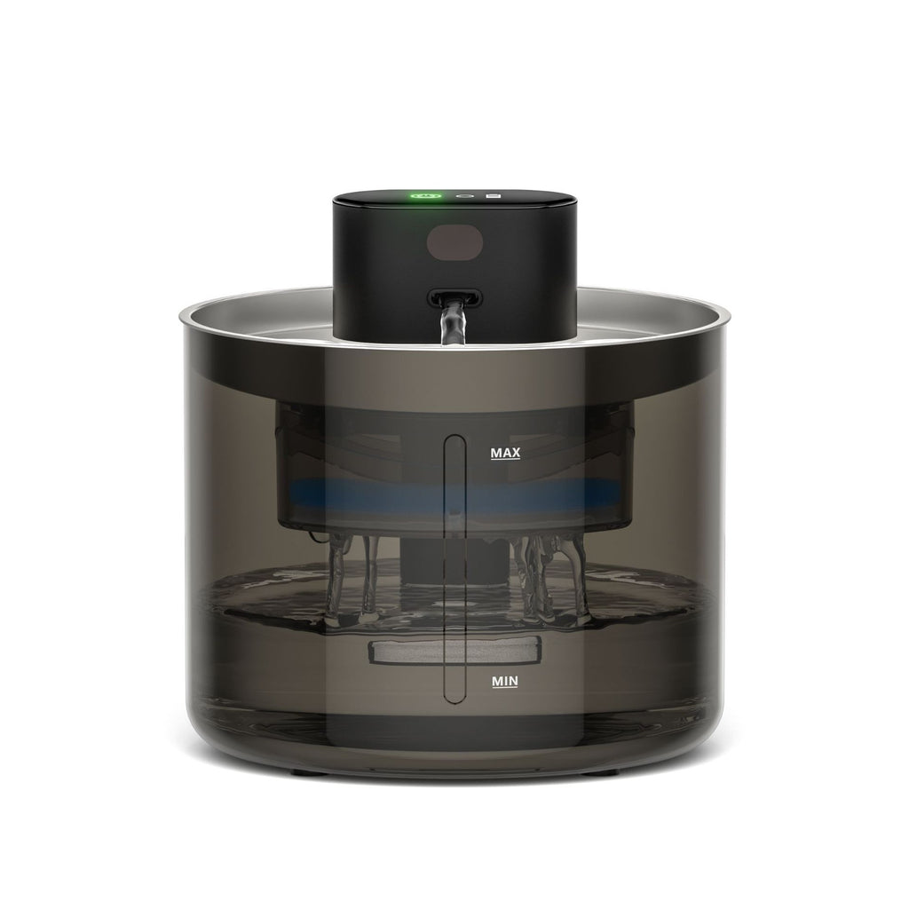PKP WF 12 — 3.5L Smart Pet Water Fountain with 4-Stage Filtration &amp; Smoked Transparent Tank