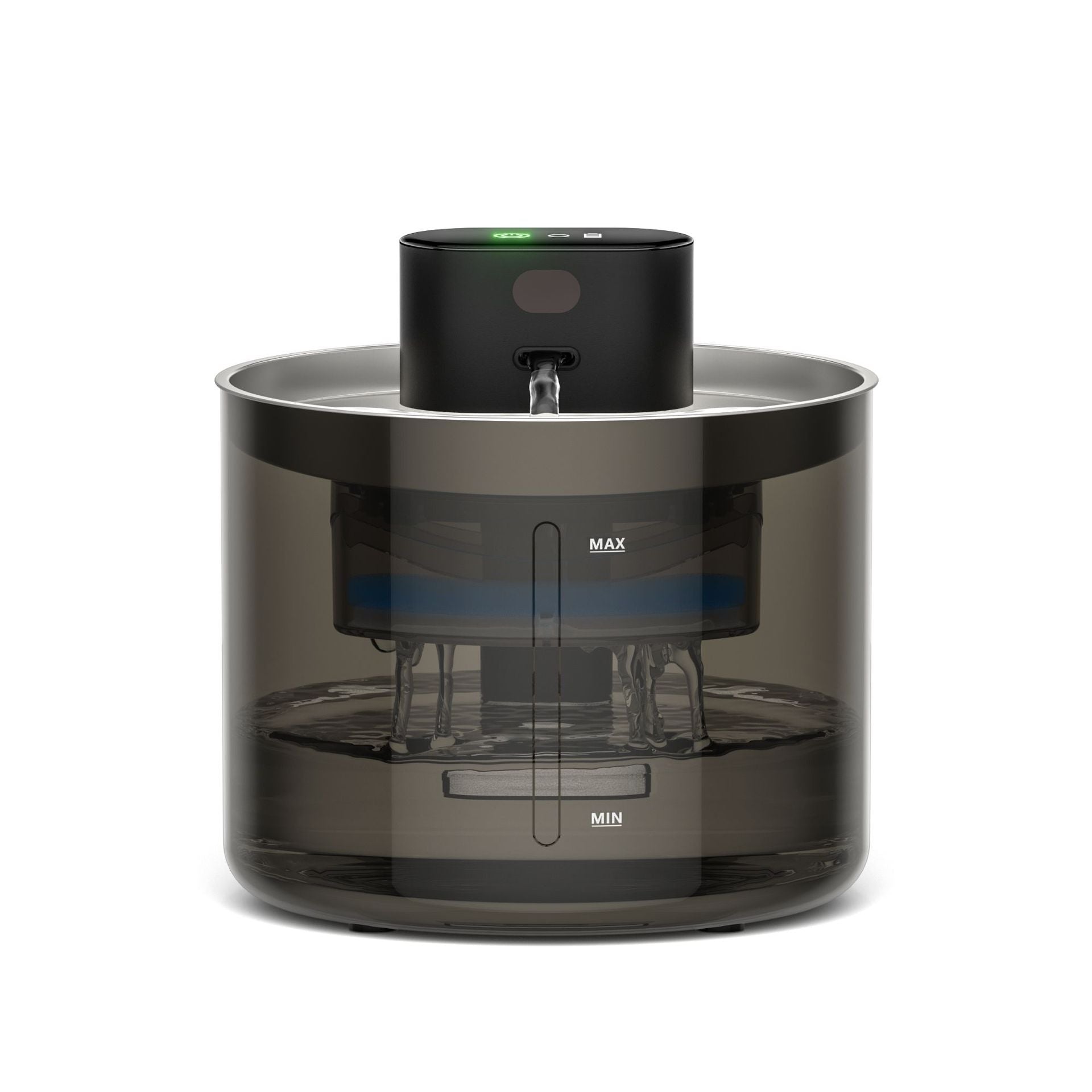 PKP WF 12 — 3.5L Smart Pet Water Fountain with 4-Stage Filtration &amp; Smoked Transparent Tank