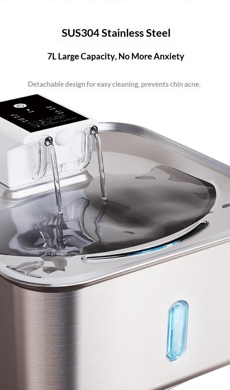 PKP WF 10 — 7L Wireless Smart Pet Water Fountain, SUS304 Stainless Steel with Triple-Stream Spout