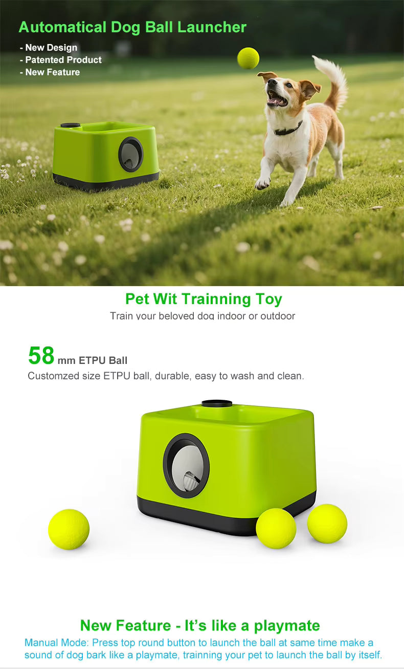Manual Dog Ball Launcher Set — 3 Balls Included, All Dog Sizes, DT001