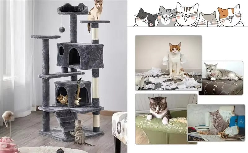 Large Multi-Level Cat Tree House – Sisal & Plush