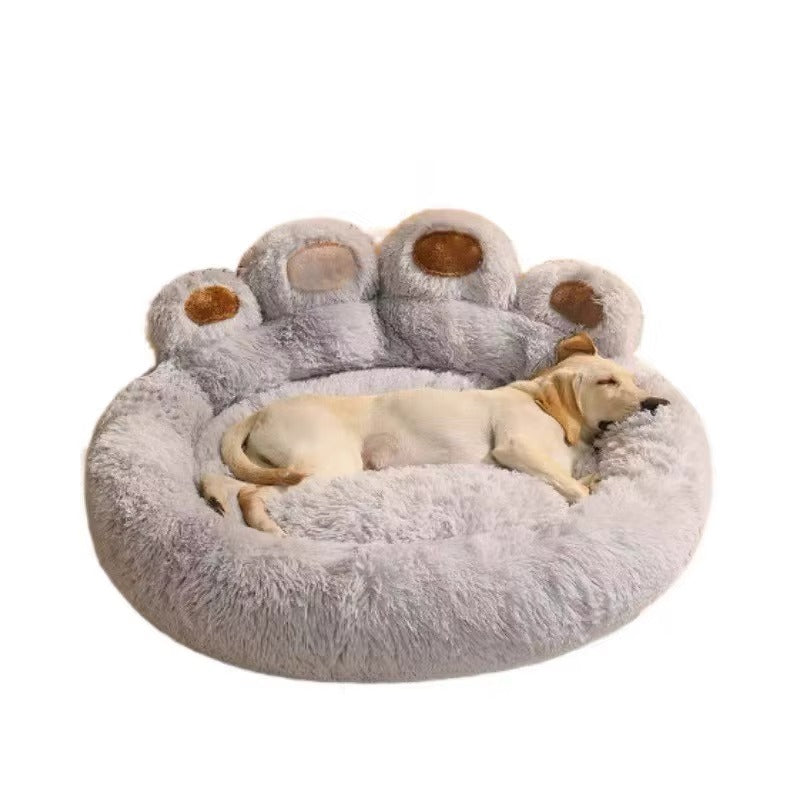 Giant Bear Paw Pet Bed — Ultra-Soft Shaggy Plush Donut Bed for Dogs & Cats PT bed001
