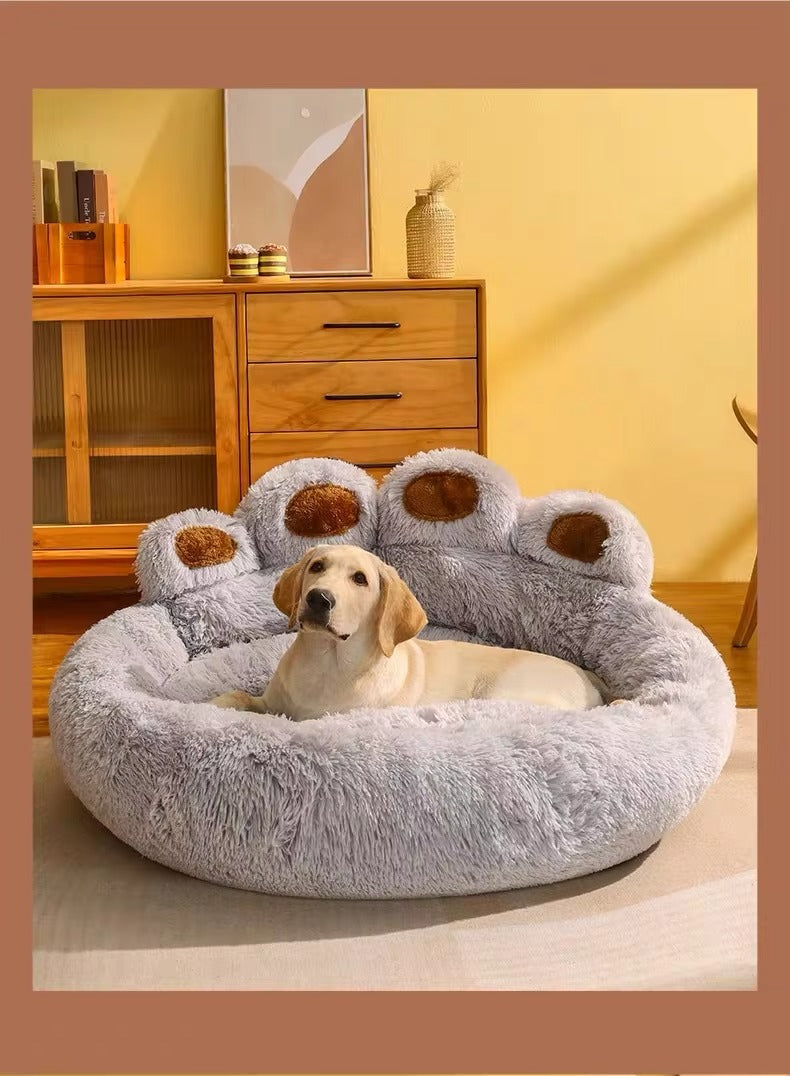 Giant Bear Paw Pet Bed — Ultra-Soft Shaggy Plush Donut Bed for Dogs & Cats PT bed001