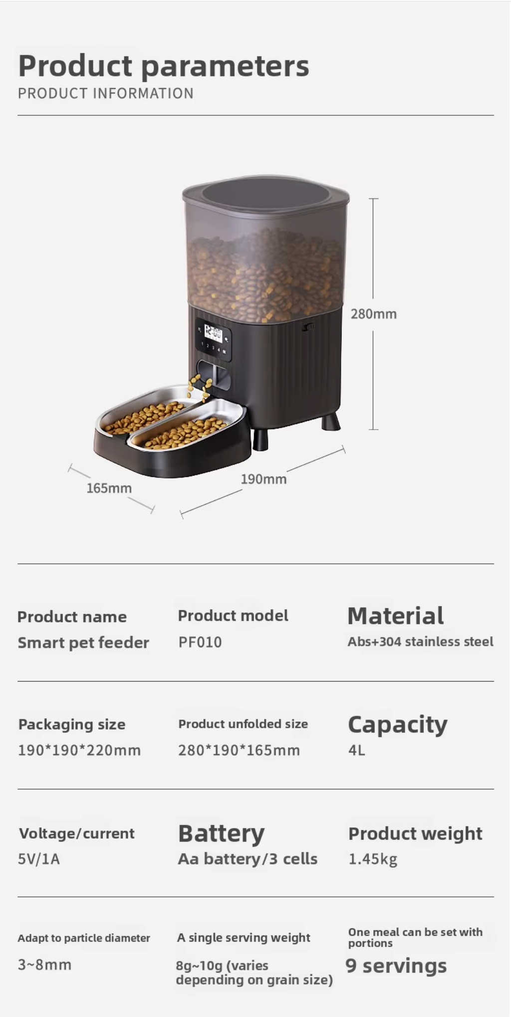 ABS Smart Automatic Pet Feeder – 4.5L Dual Bowl