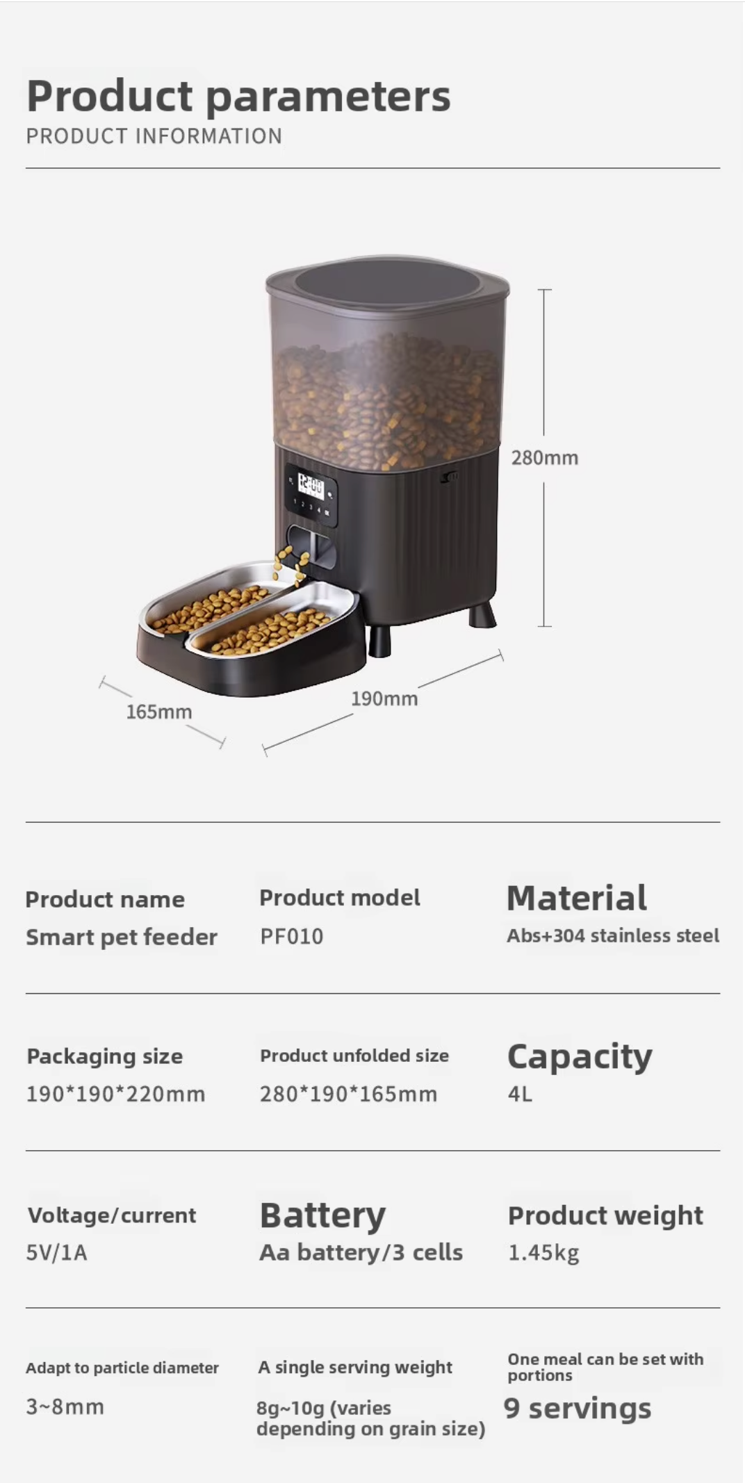 ABS Smart Automatic Pet Feeder – 4.5L Dual Bowl